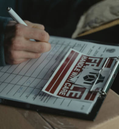 Mão marcando com uma caneta um papel em uma prancheta